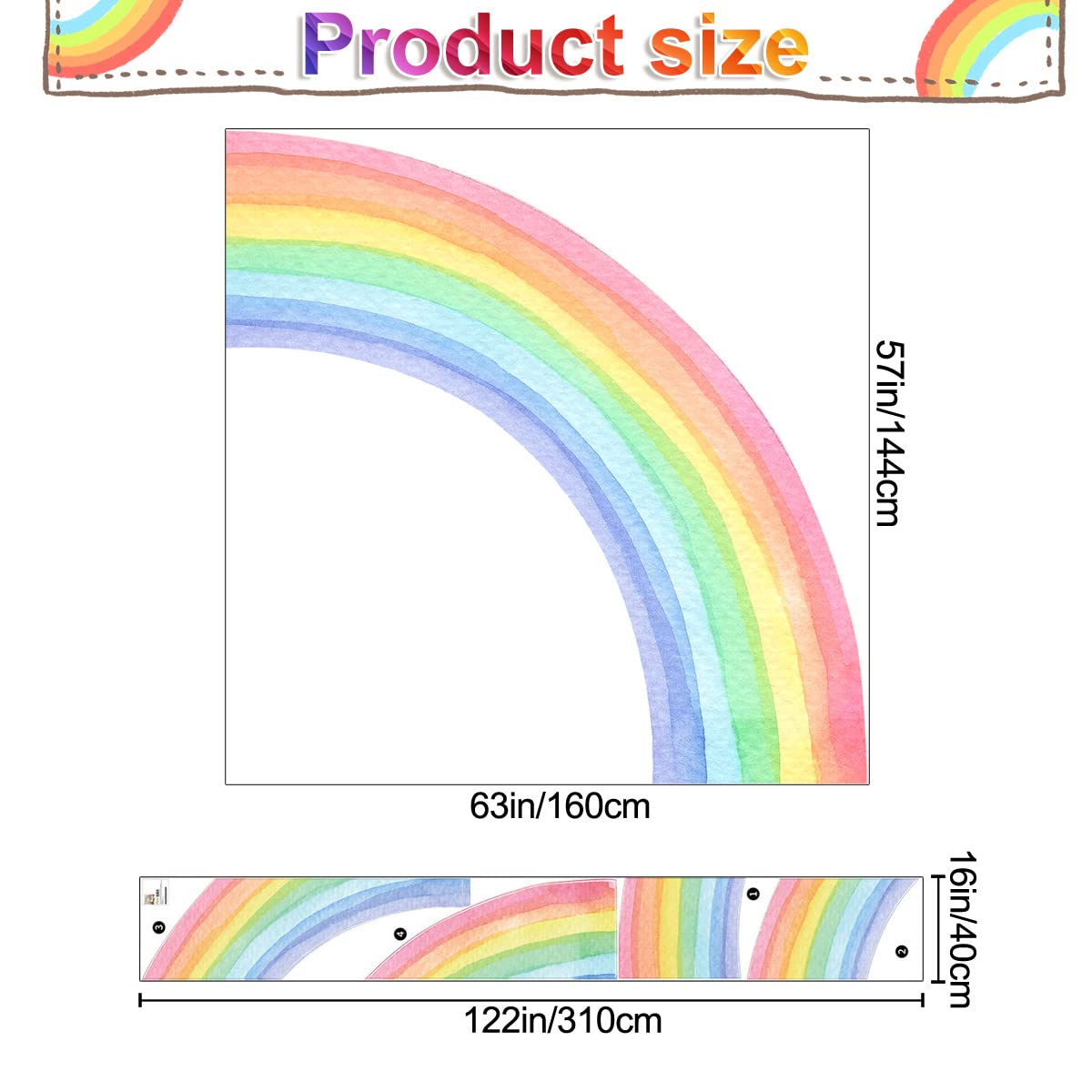 AM AMAONM half rainbow wall decal creates a graceful focal arc in any space