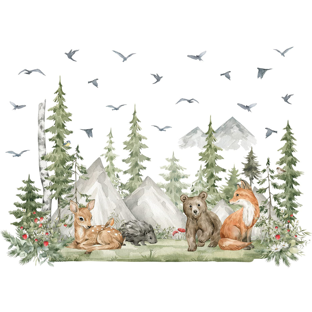 AM AMAONM kids bedroom forest mural wall decor adds warmth.