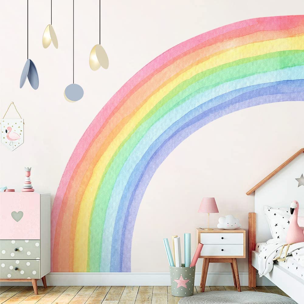 AM AMAONM pastel rainbow decal brightens bedrooms, living rooms, and playful study areas