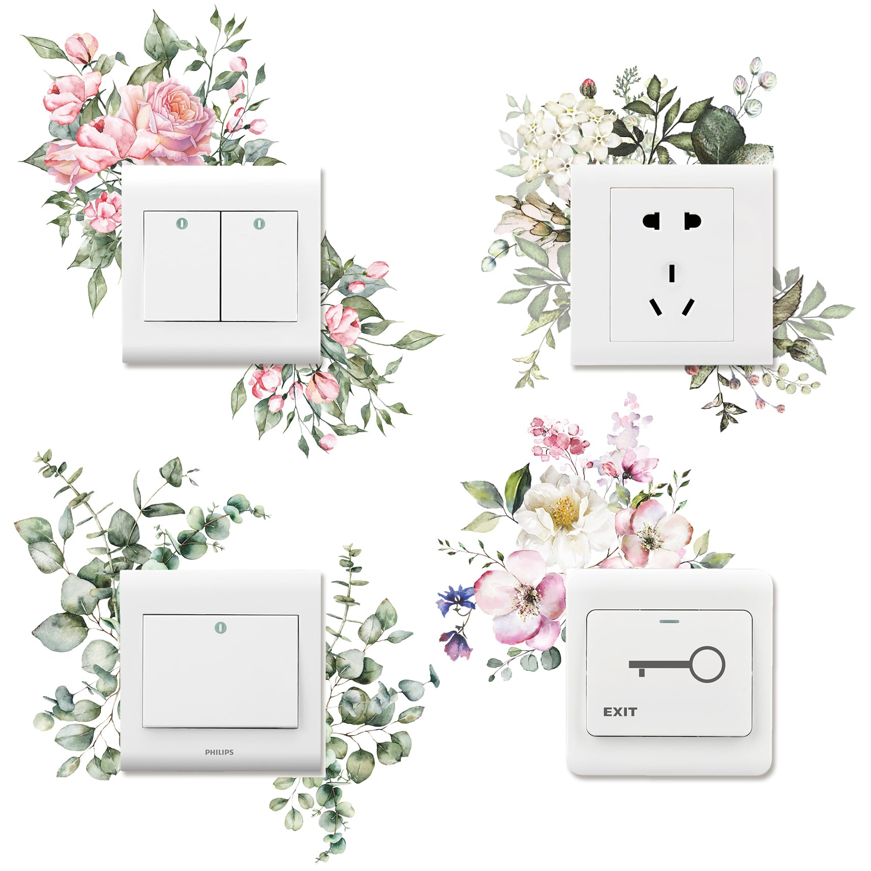 AM AMAONM peony switch sticker on wall switch adds playful color to a kids room
