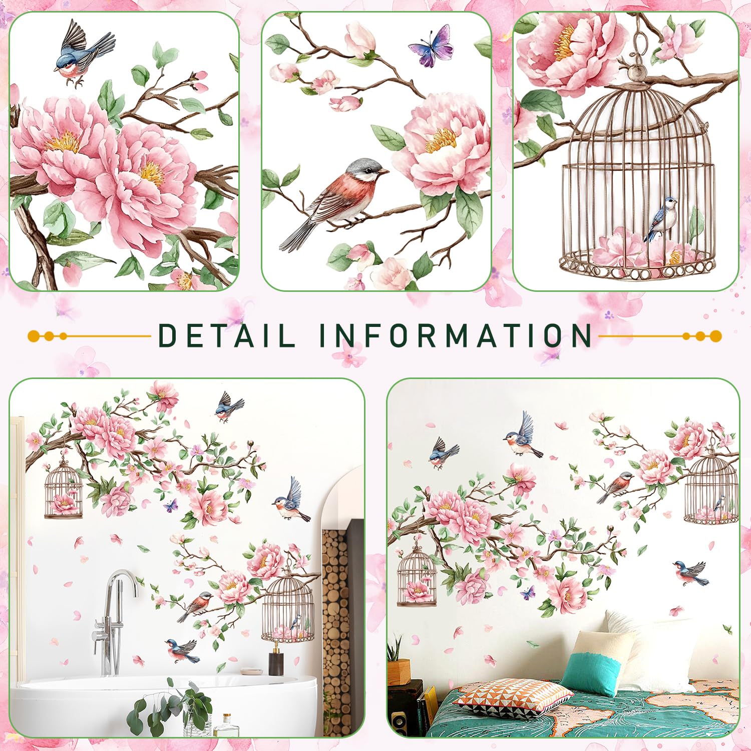 amaonm pink peony wall decal adds soft color and whimsy to nurseries