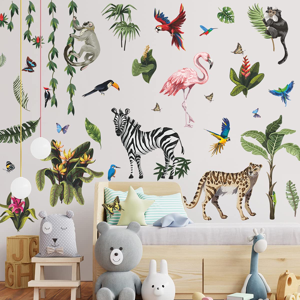 Amaonm green leaves wall sticker refreshes walls with vibrant greenery.