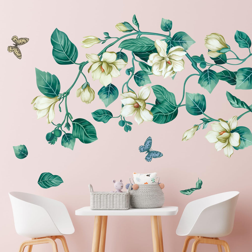 AM AMAONM blue flower vine wall art that brightens bedrooms with a playful botanical motif.
