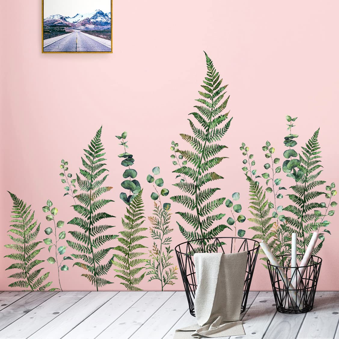AM AMAONM wall sticker set decorating living room with greenery