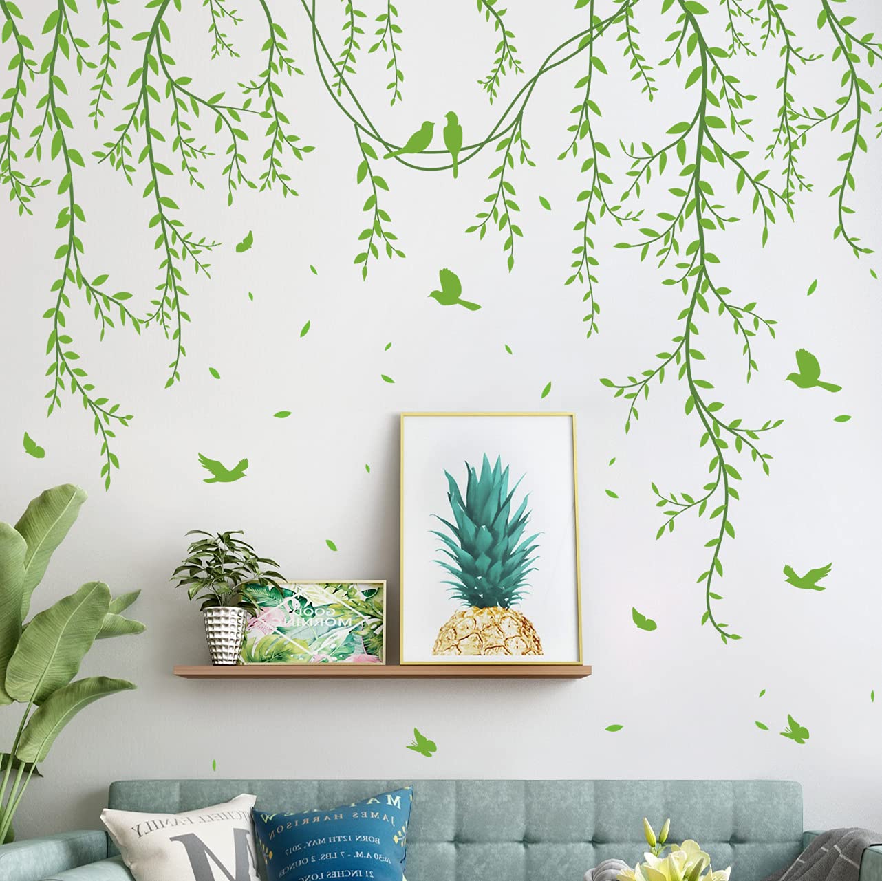 AM AMAONM removable hanging vine decal on smooth wall for lively nursery decor