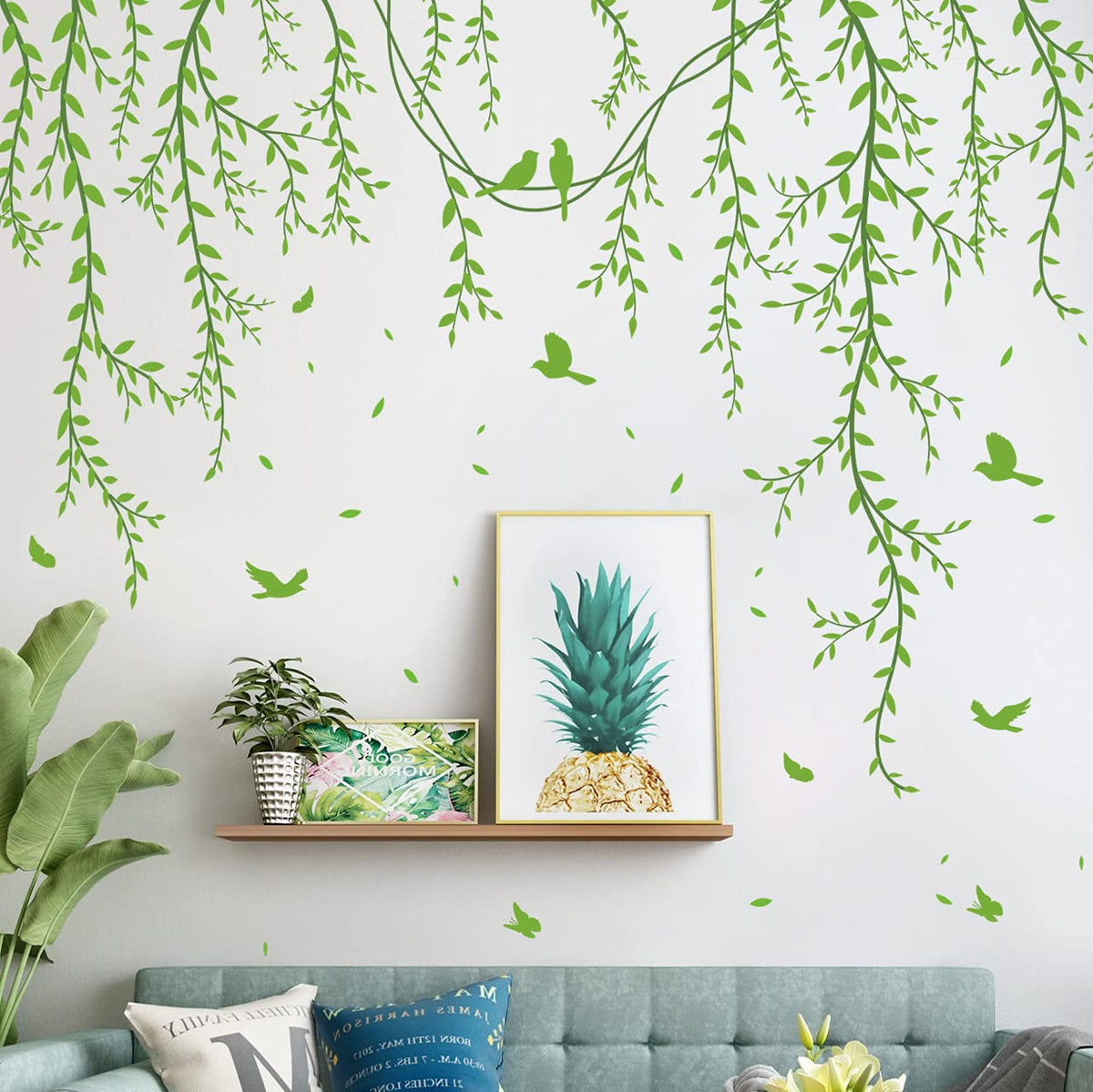 AM AMAONM removable hanging vine decal on smooth wall for lively nursery decor
