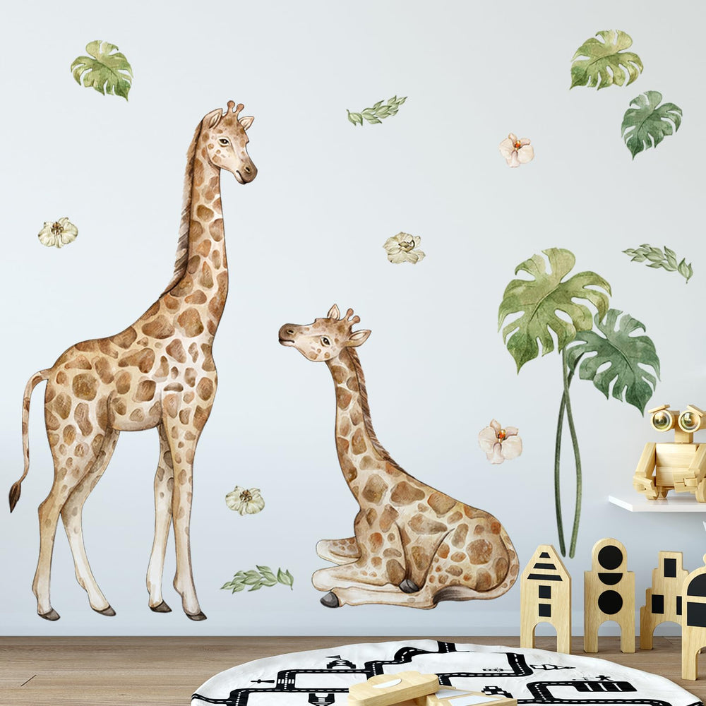 AM AMAONM giraffe mother and baby wall decal for nursery, removable and residue-free