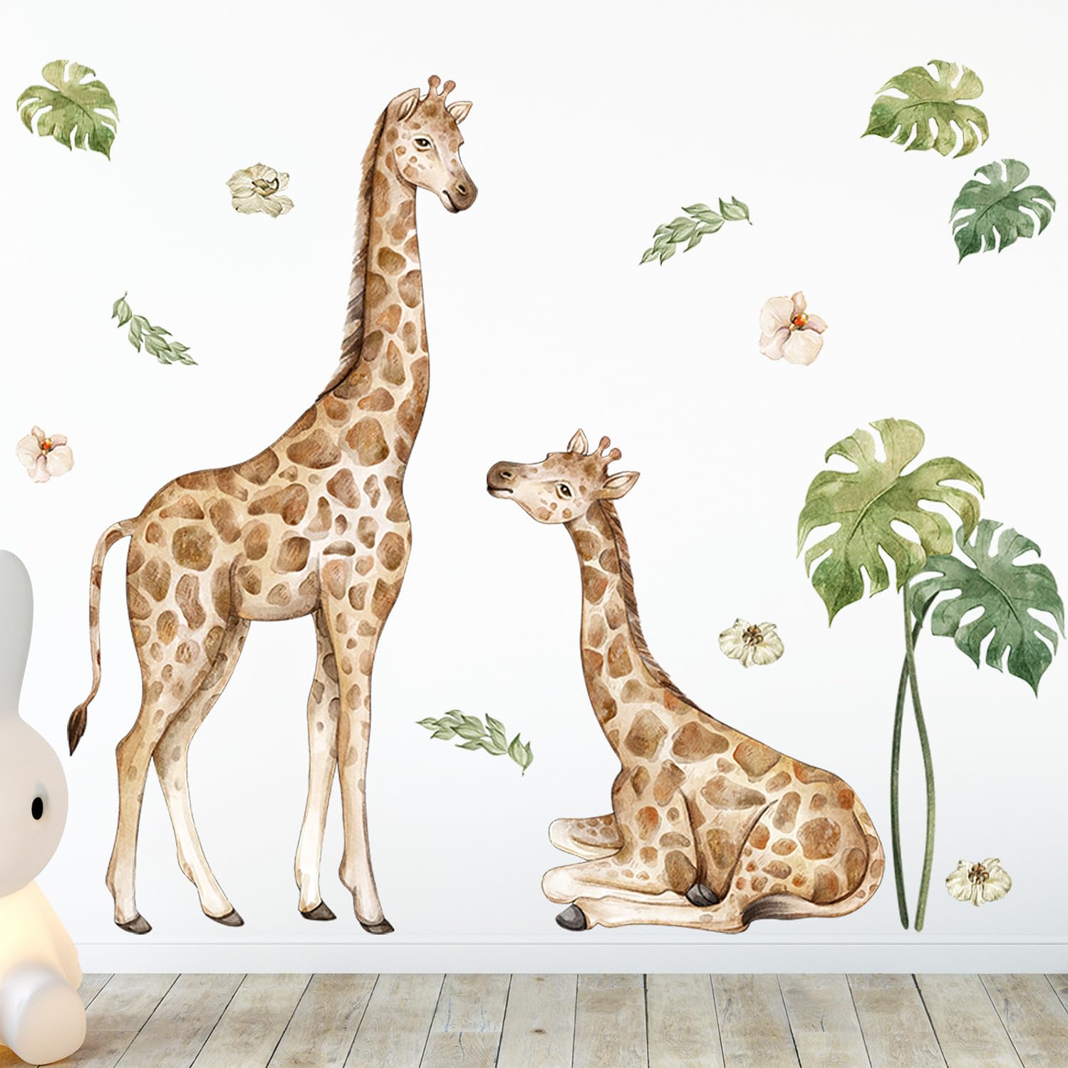 AM AMAONM watercolor giraffes wall art, soft styling for safe nursery decor