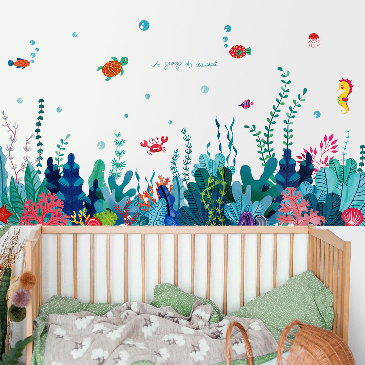 AM AMAONM seaweed wall decal adds playful ocean vibes to kids' rooms