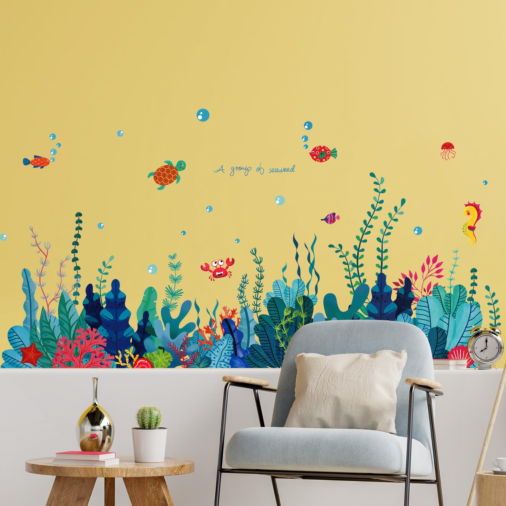 AM AMAONM under the sea scene decal enhances corner walls easily