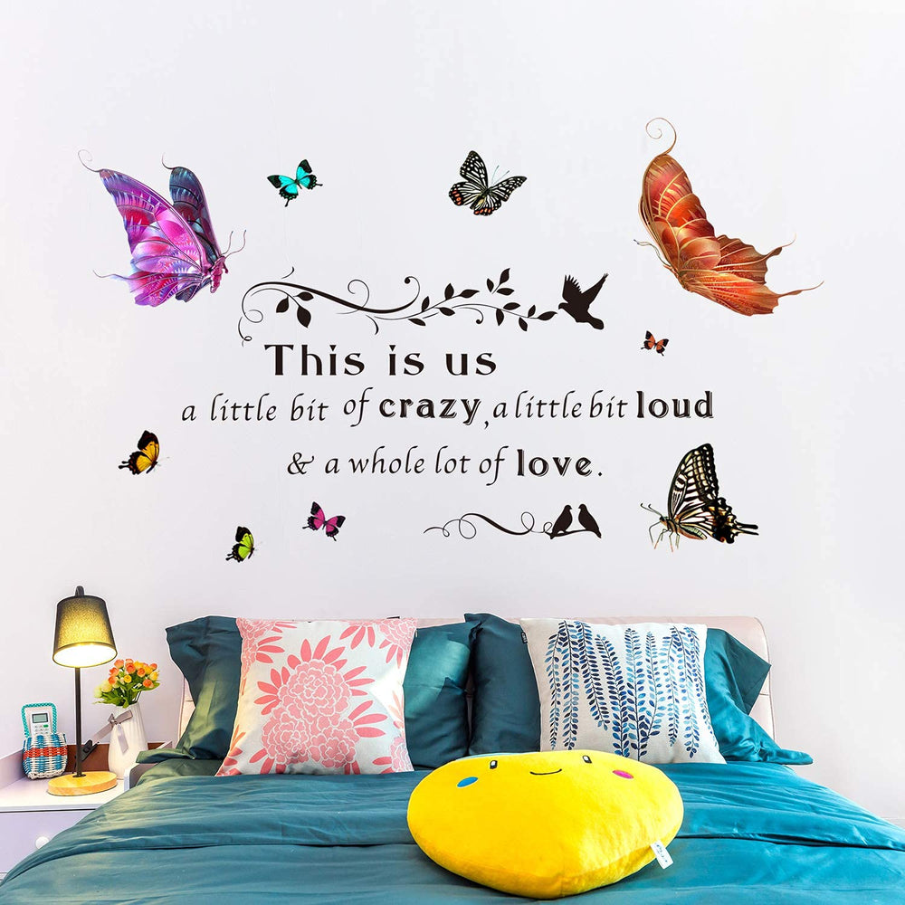 AM AMAONM wall sticker with quotes and butterfly vine brightens kid rooms safely.