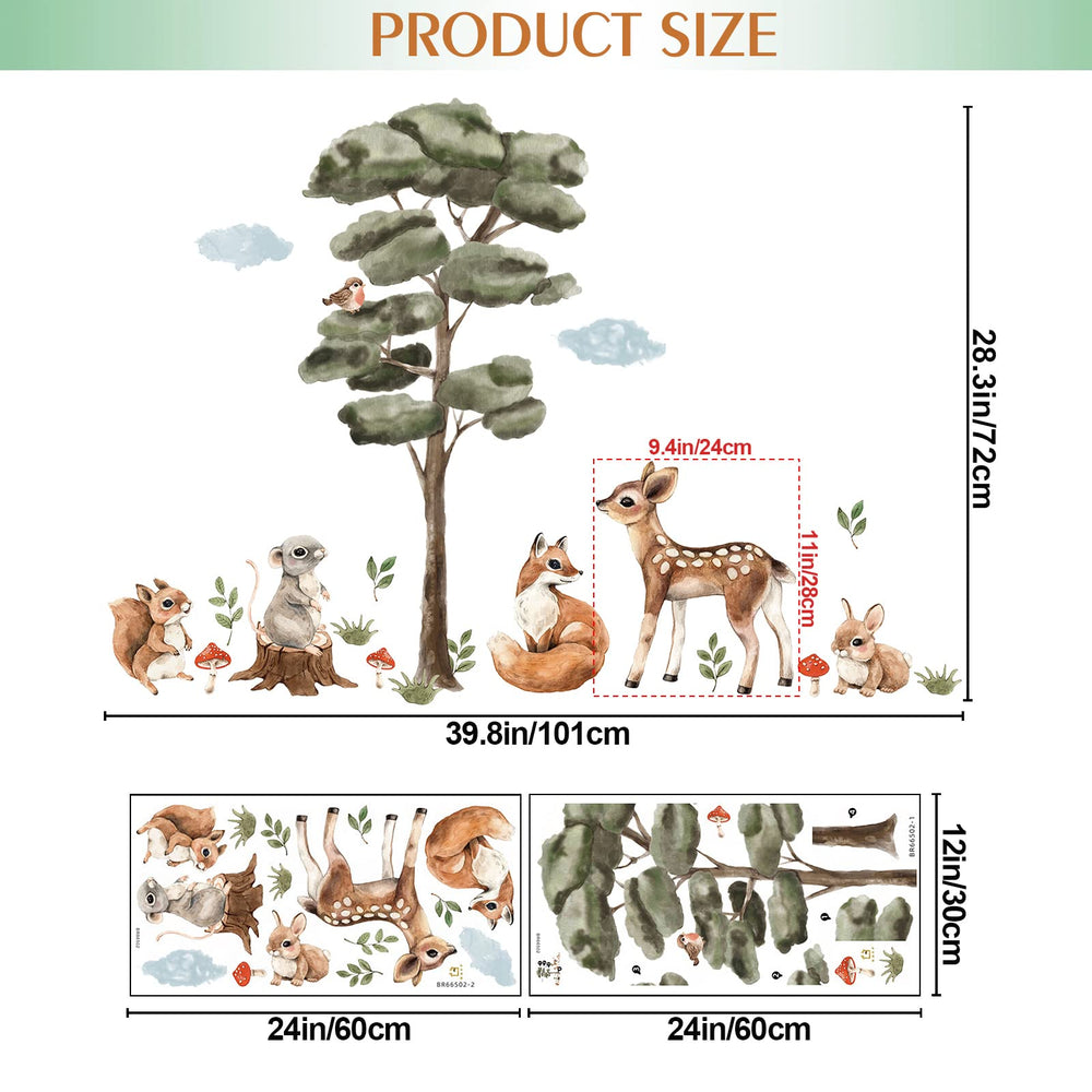 AM AMAONM watercolor woodland animals deer wall sticker adds warmth to kids' spaces.