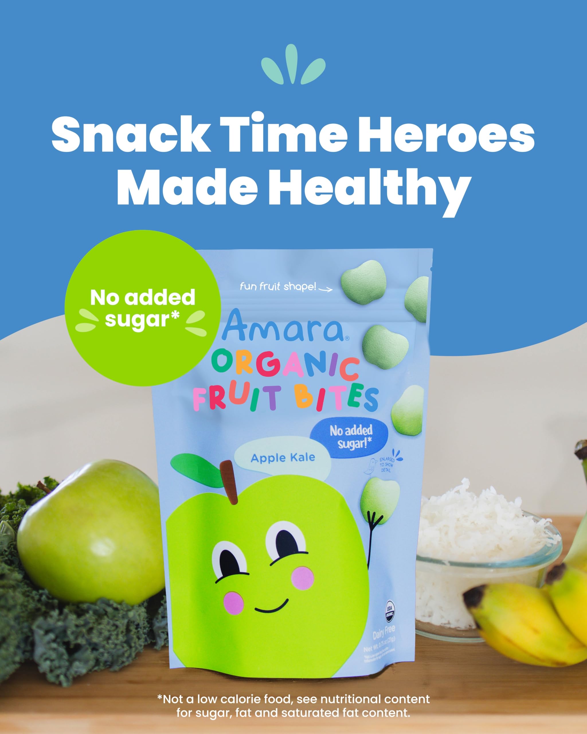 Amara Apple Kale Fruit Bites dairy-free base with coconut milk flavor.