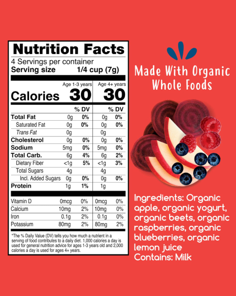 Amara Smoothie Melts Beets N Berries close up reveals soft melt-in-mouth texture.