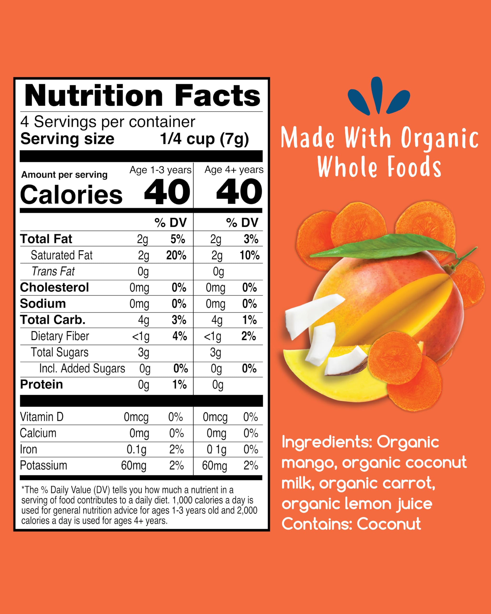 Amara Smoothie Melts mango carrot closeup texture highlights soft, melt-in-mouth feel.