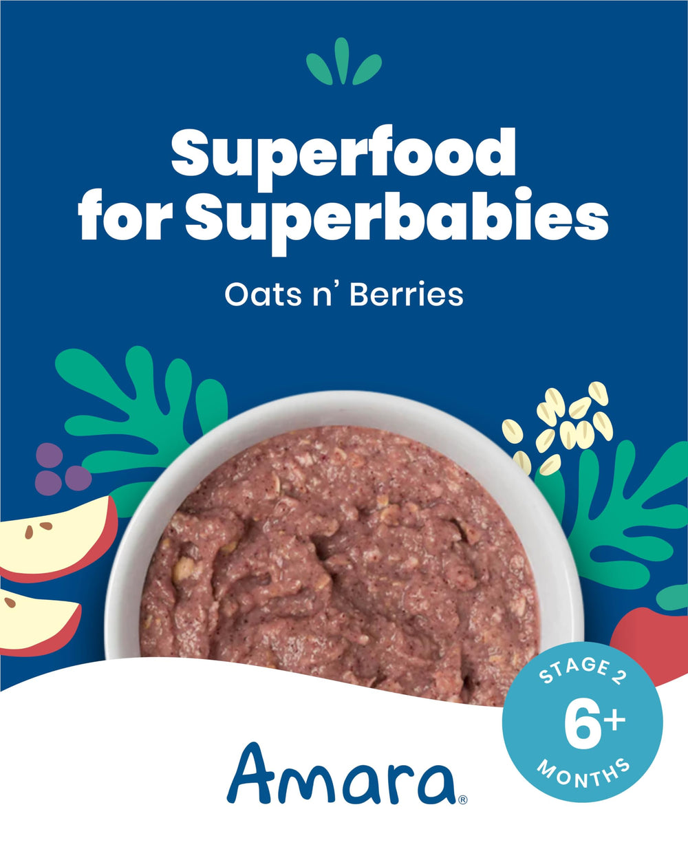 Amara spoon with oats and berries texture for baby feeding