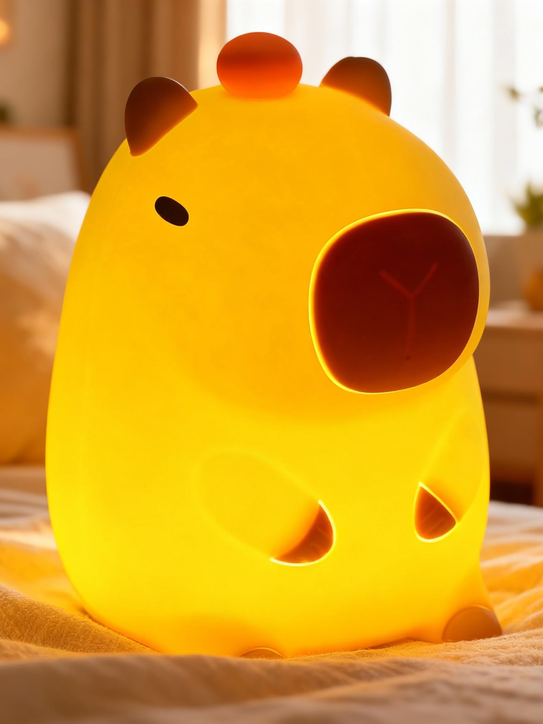 Amaredom Capybara Night Light with soft silicone finish glows warm for bedtime comfort