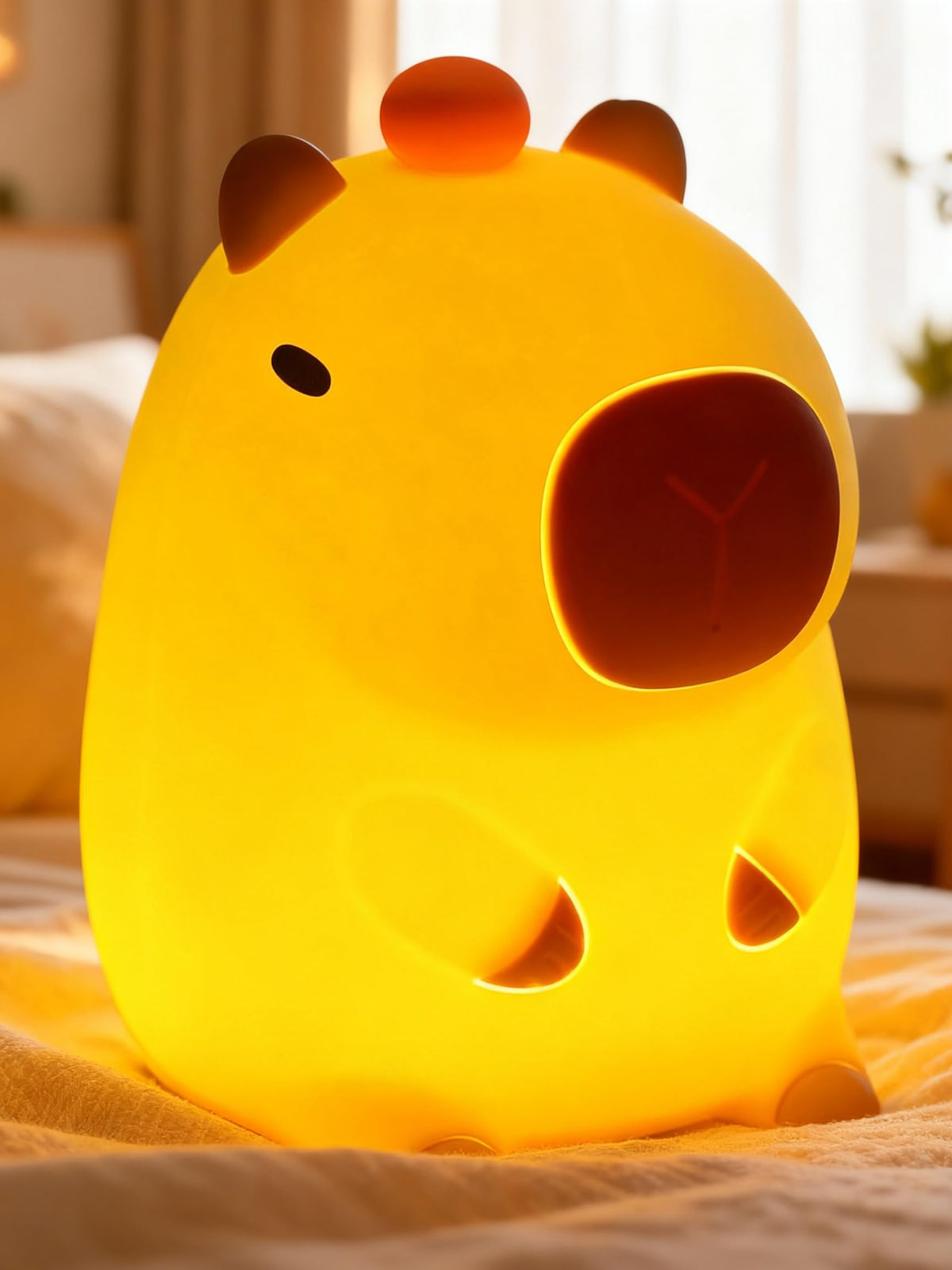Amaredom Capybara Night Light with soft silicone finish glows warm for bedtime comfort