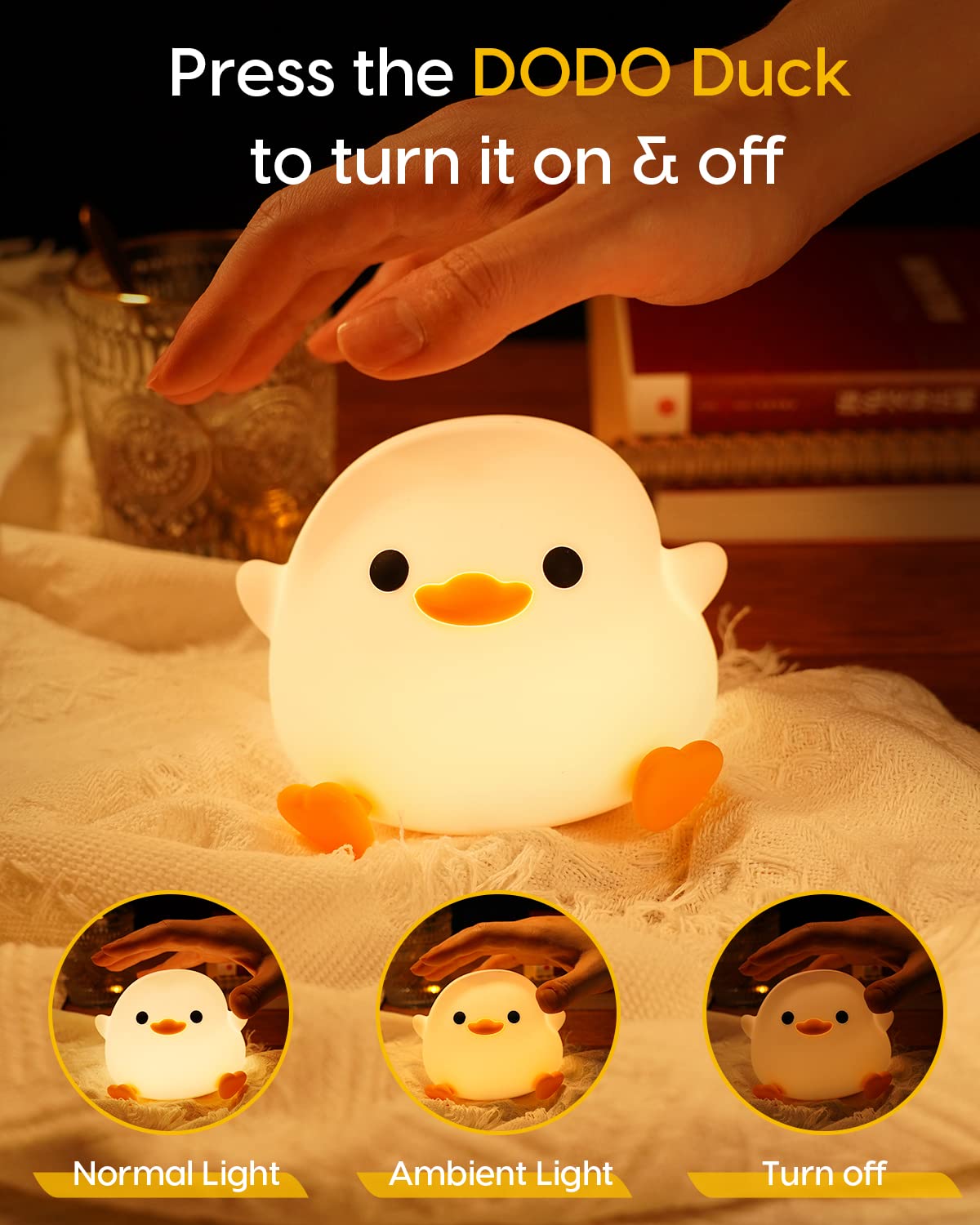 Amaredom DoDo Duck Night Light with 1200mAh battery lasts up to 60 hours.