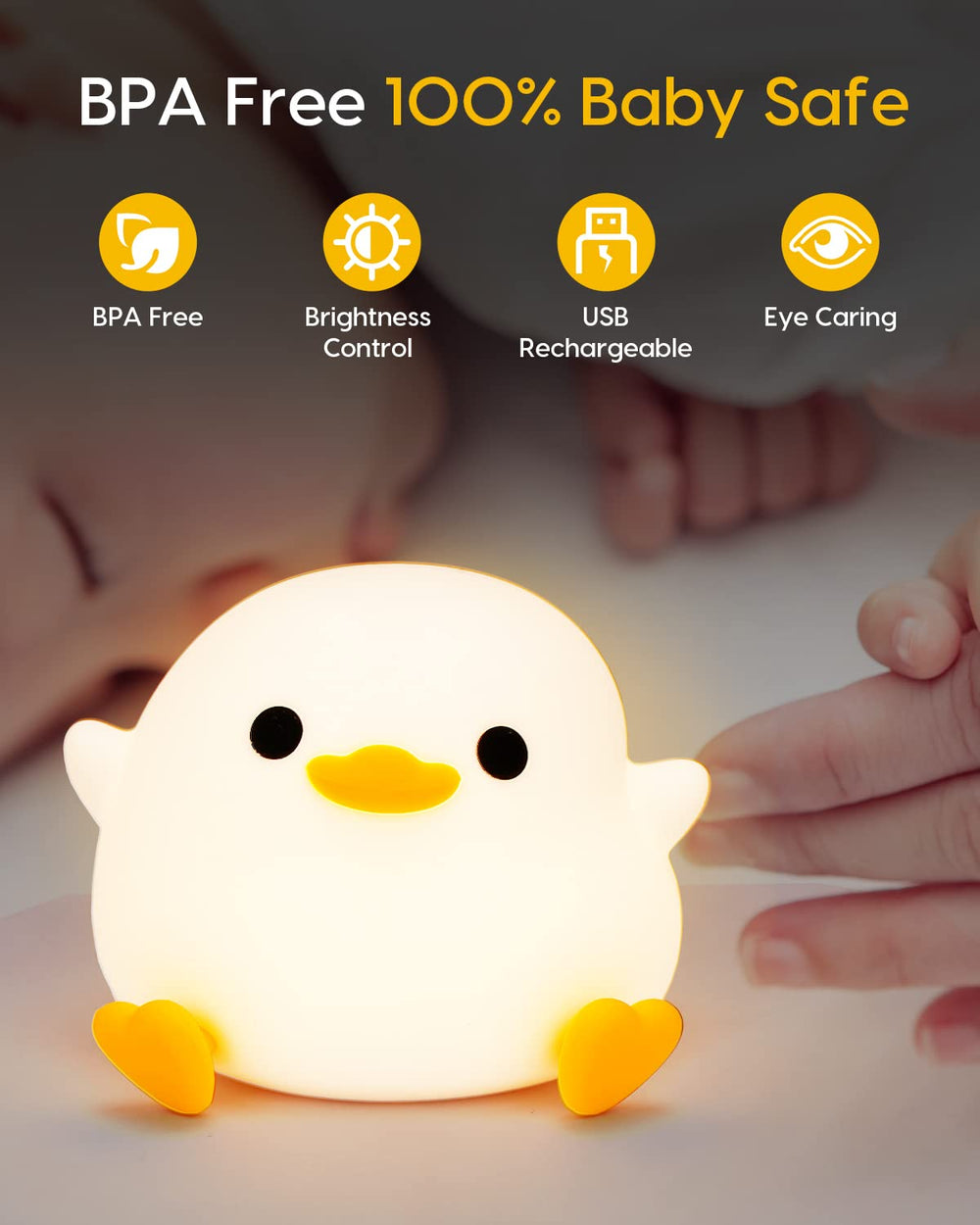Amaredom DoDo Duck Night Light includes a 20-minute timer for energy saving.