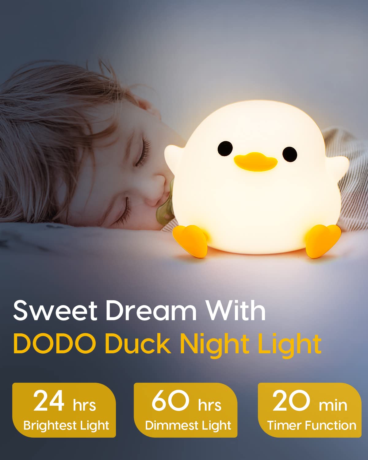 Amaredom DoDo Duck Night Light is pet-friendly and durable for everyday use.