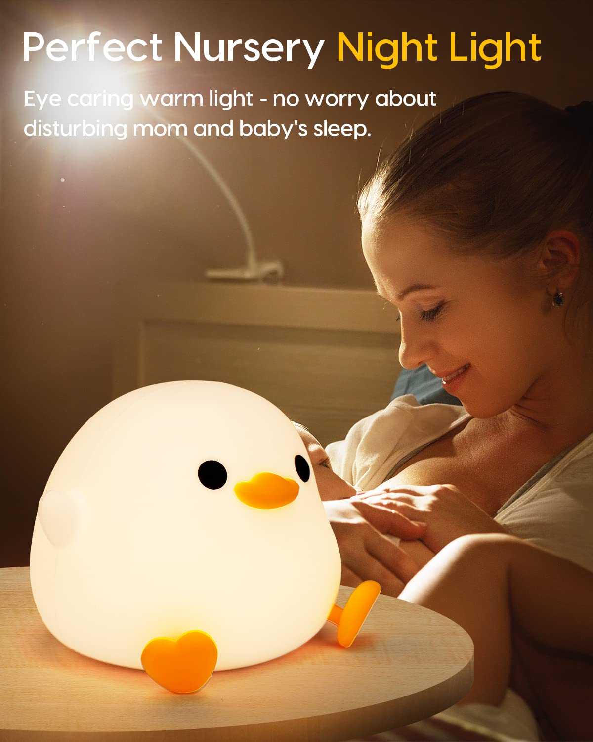 Amaredom DoDo Duck Night Light supports tap control for quick lighting.