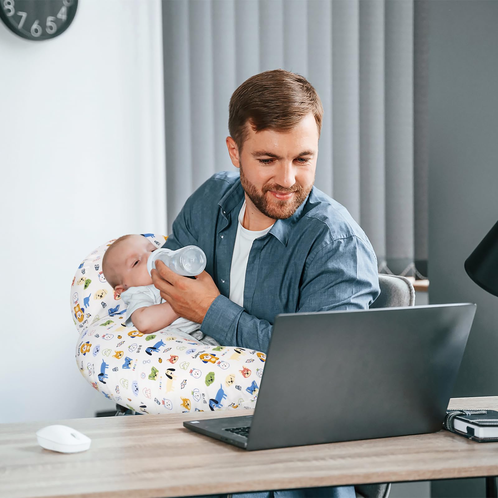 AMASKY breastfeeding support pillow helps elevate baby for comfortable latch