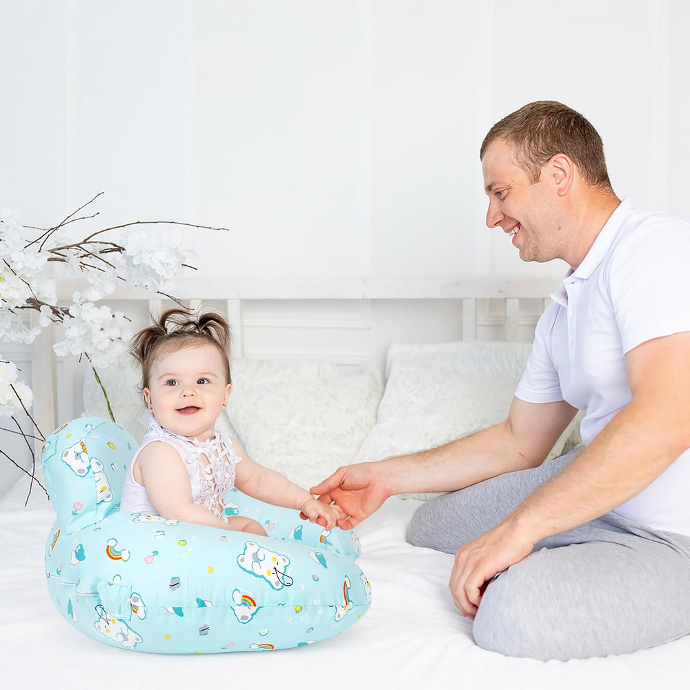 AMASKY Pillow cradles baby for secure bottle feeding and close contact.