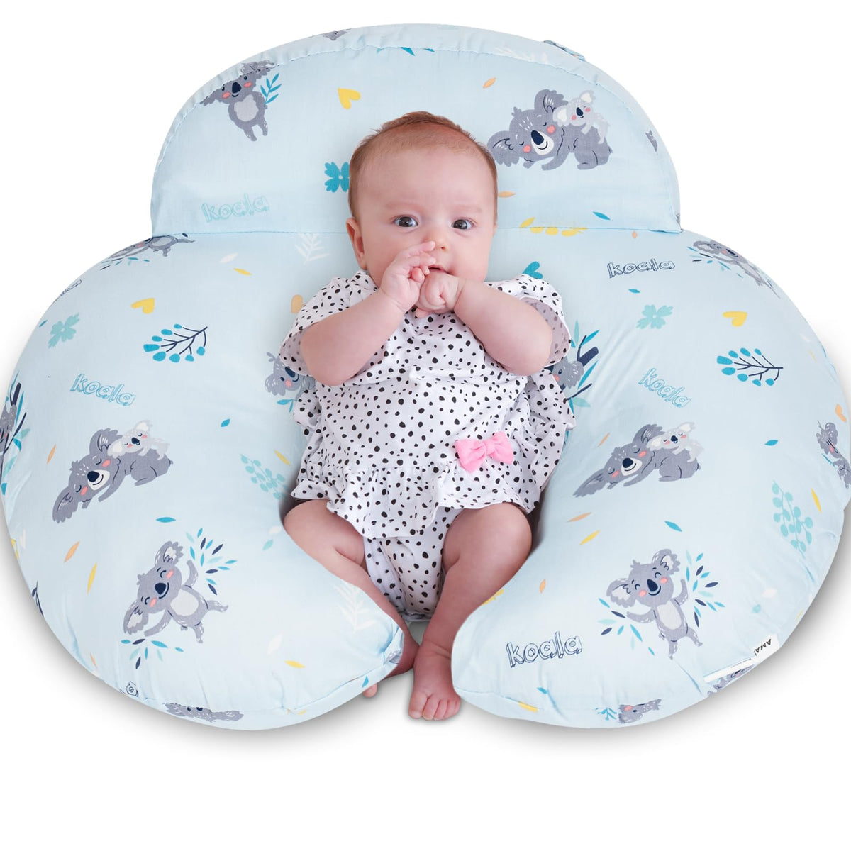 AMASKY nursing pillow with ergonomic design supporting mom and baby during feeding.