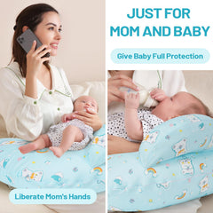 AMASKY Nursing Pillow in ice blue adds calm to feeding routines.