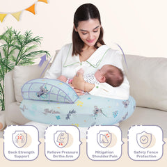AMASKY nursing pillow with wide side supports for comfortable arm relief.