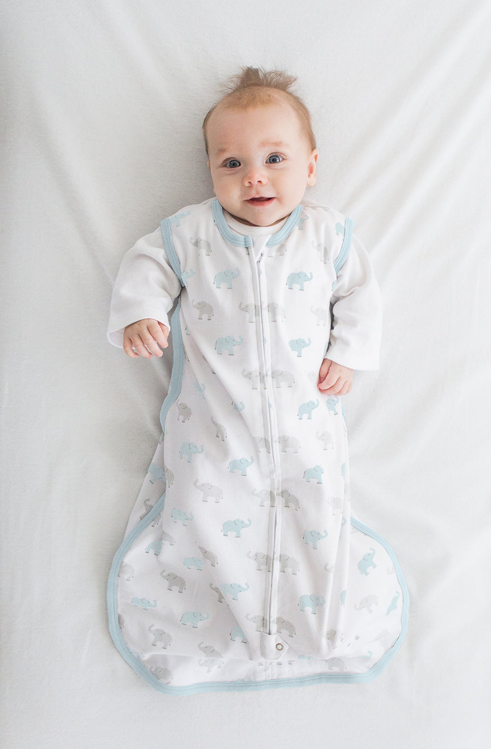 Amazing Baby Cotton Sleeping Sack bottom-zip; convenient diaper changes without waking baby.