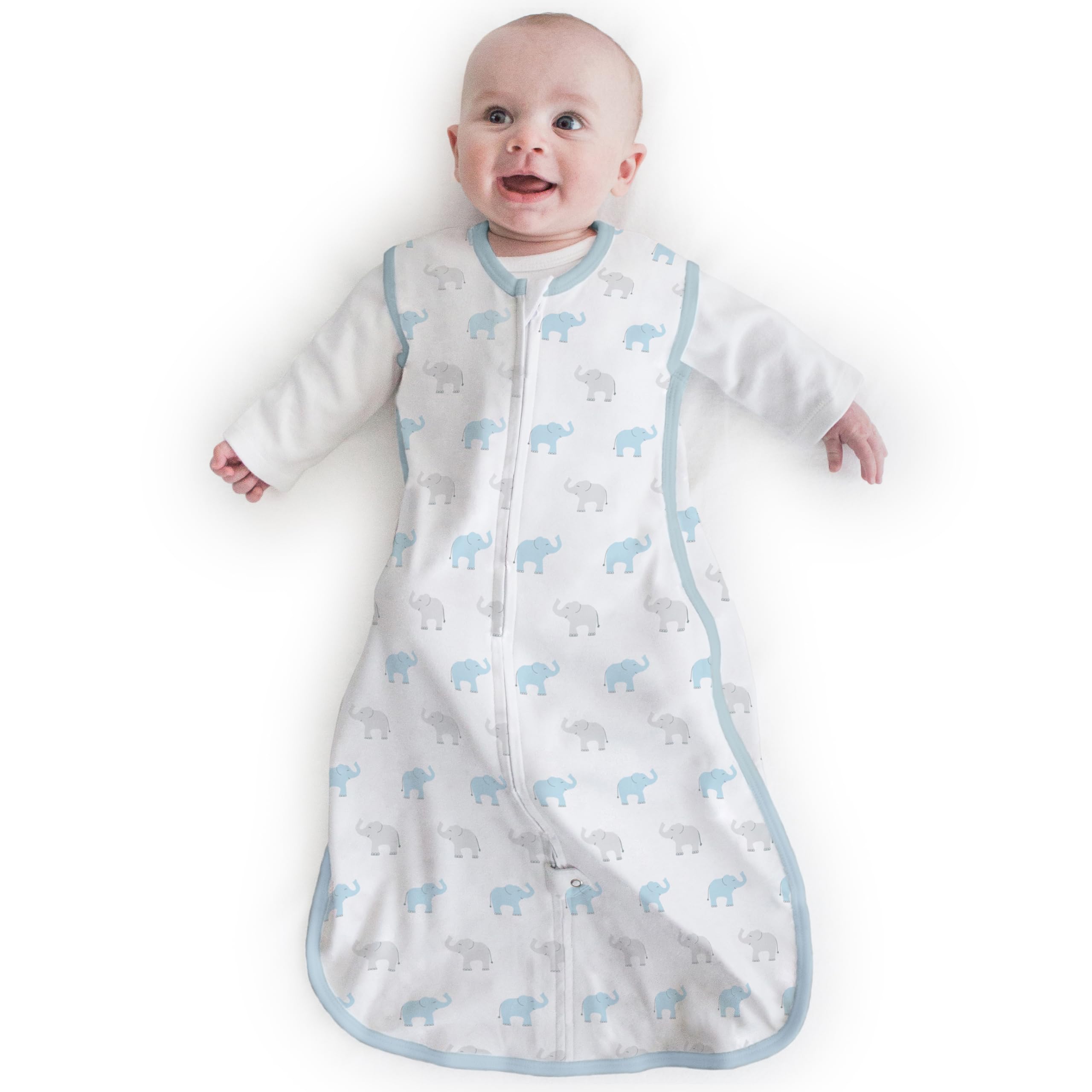 Amazing Baby Cotton Sleeping Sack top-zip; easy dressing and quick diaper changes.
