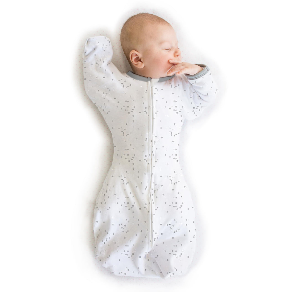 Amazing Baby Transitional Swaddle Sack arms up sleeves promotes safer sleep and self-soothing.