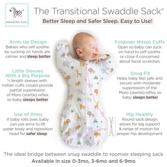 Amazing Baby Transitional Swaddle Sack mitten cuffs closed for facial protection.