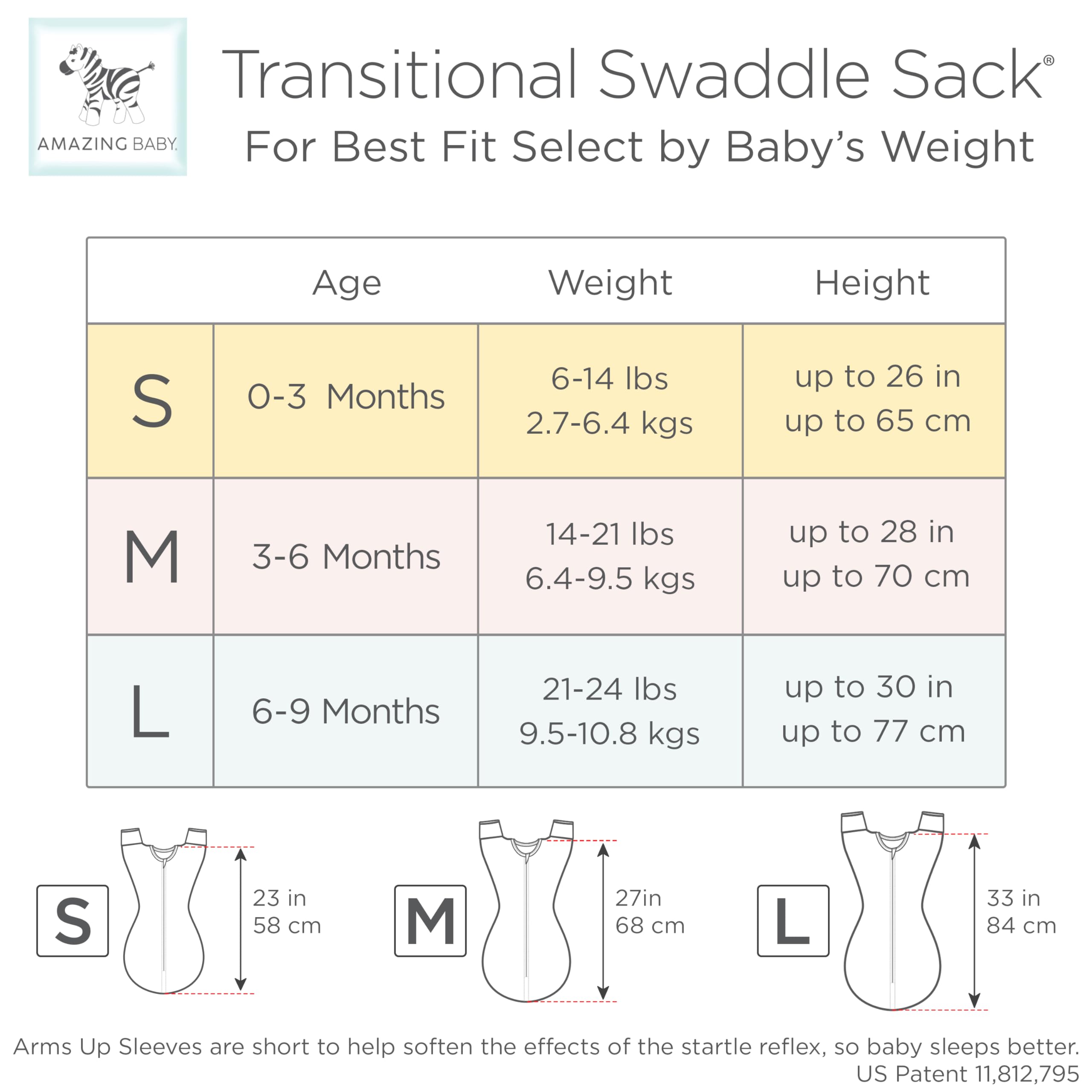 Amazing Baby Transitional Swaddle Sack nurse-designed for safety and comfort.