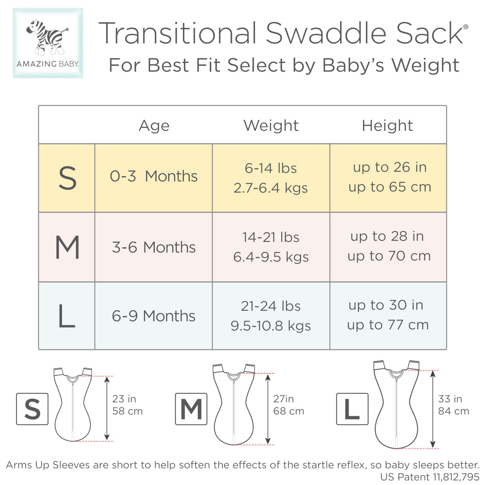 Amazing Baby Transitional Swaddle Sack nurse-designed for safety and comfort.