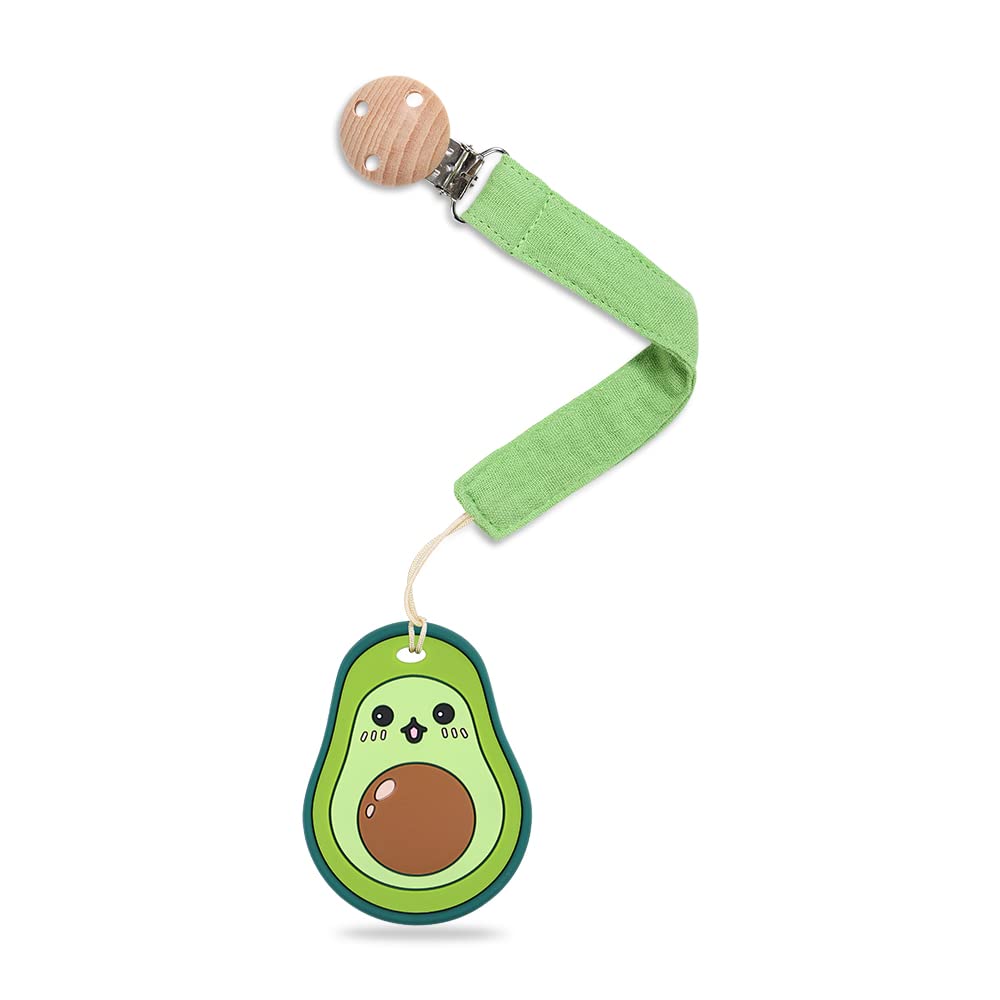 AmazingM avocado teether close-up showing textured silicone for gum soothing