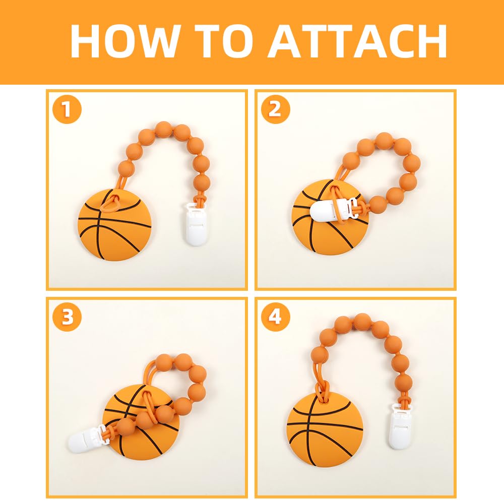 AmazingM baby clipped teether on clothes for easy reach.