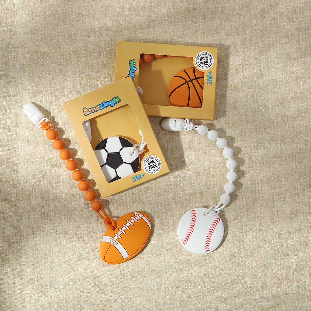 AmazingM baby teether attached to stroller for mess-free use.