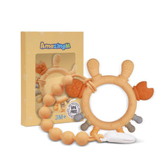 AmazingM baby teether in yellow crab shape for teething relief