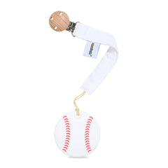 AmazingM baseball teether with textured silicone to soothe gums during chewing.