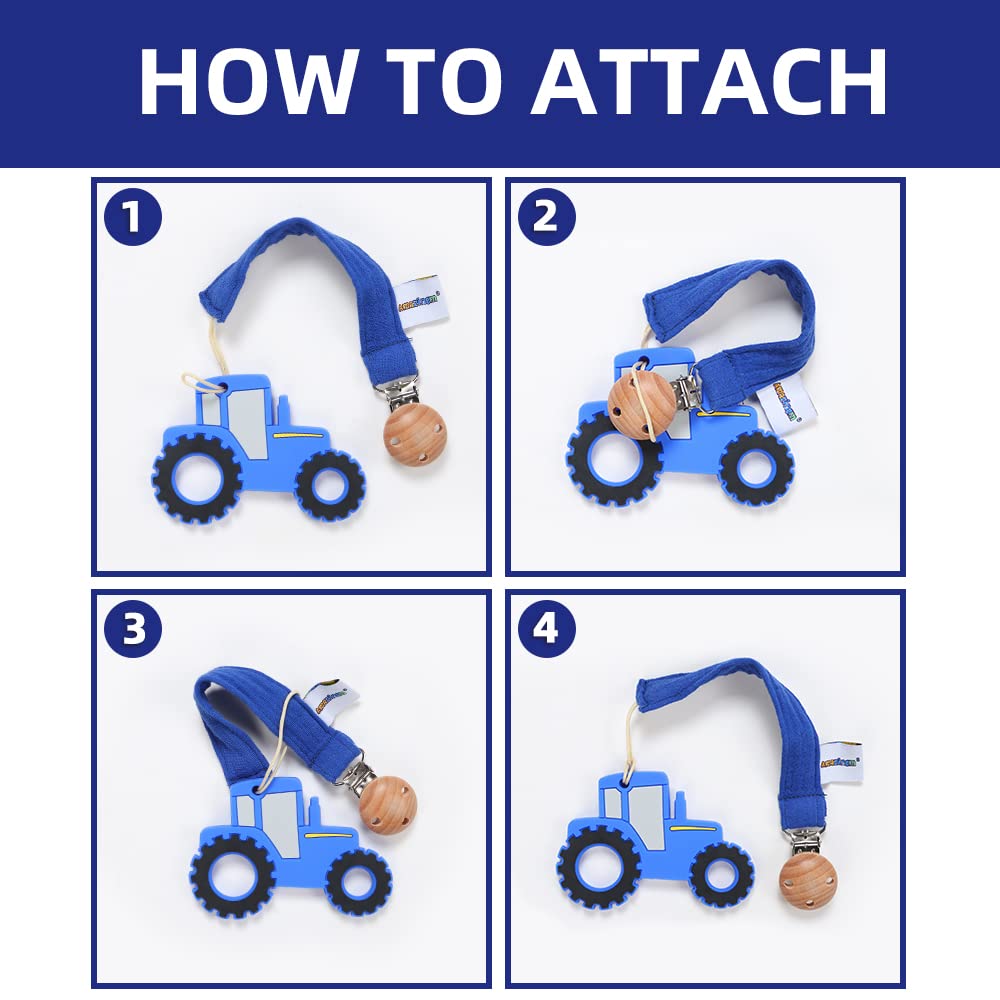 AmazingM clip-on pacifier holder blue keeps items in place