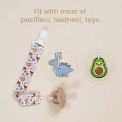 AmazingM dinosaur-themed clip keeps pacifiers within reach during outings.