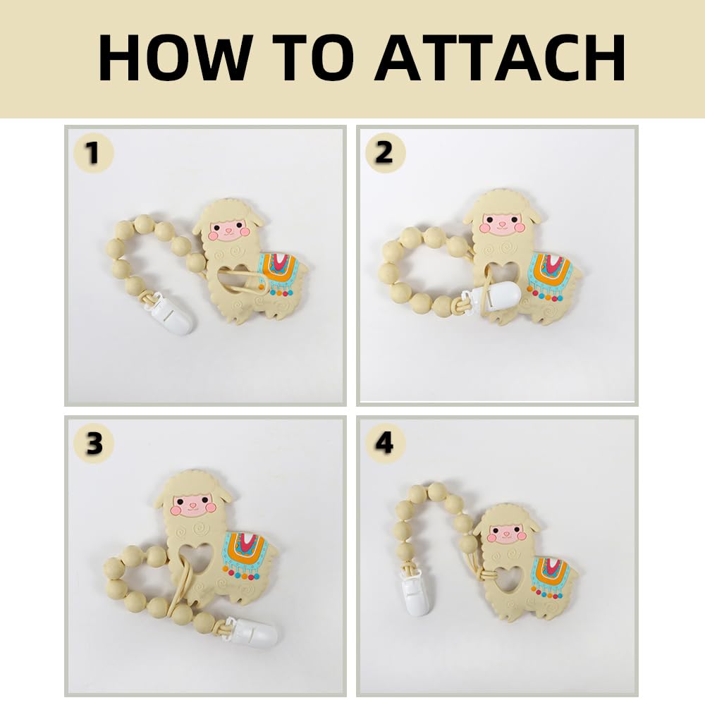 AmazingM freezer-safe yellow llama teether stays cold for comforting relief