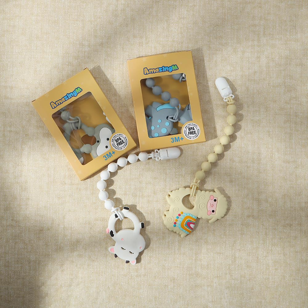 AmazingM gift set yellow llama teether and clip for baby gifting