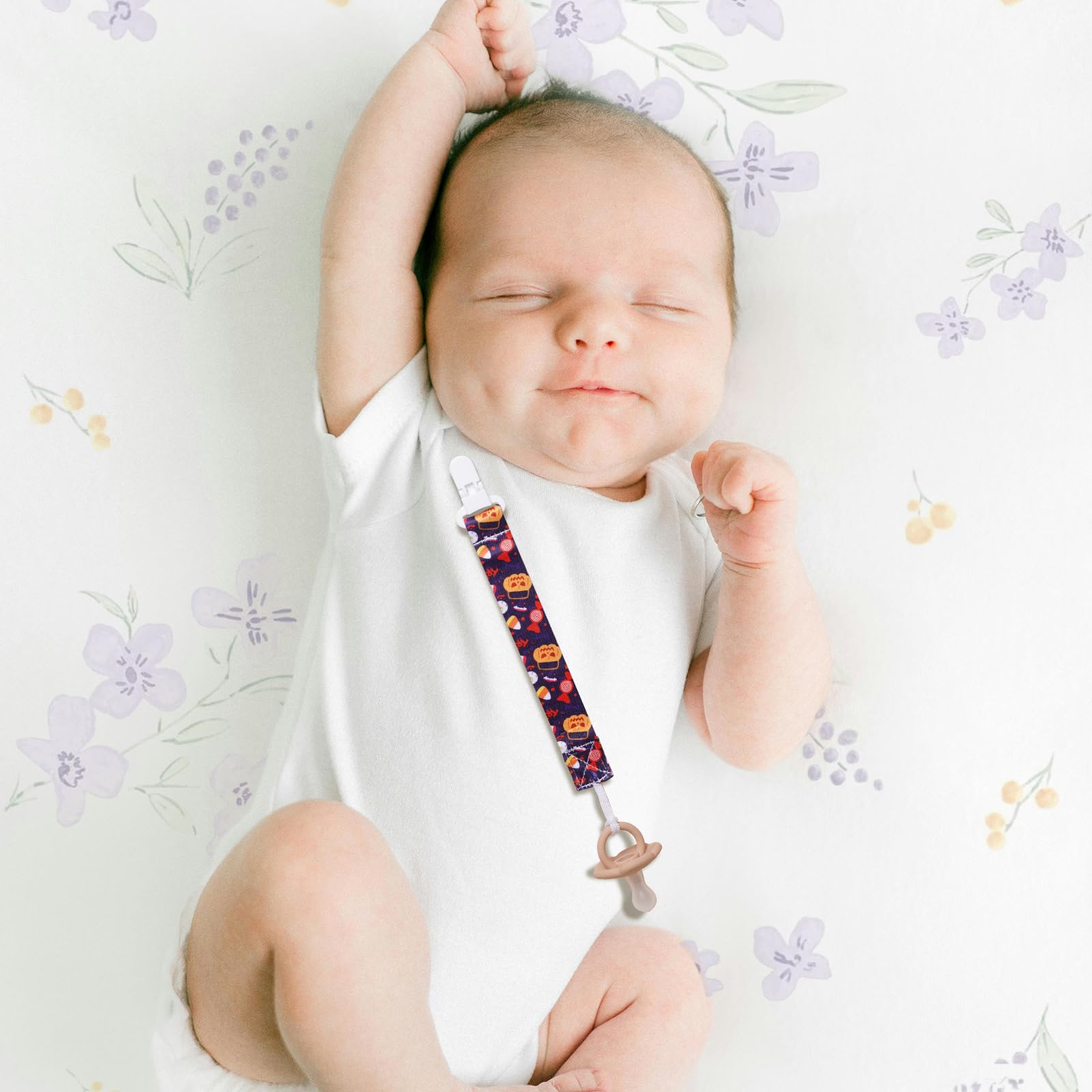 AmazingM paci clip skeleton pattern keeps pacifier handy for spooky days