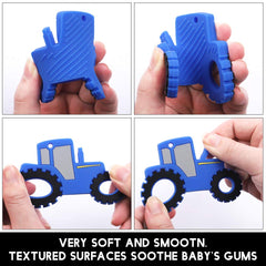 AmazingM pacifier clip tractor blue secures pacifier on clothing