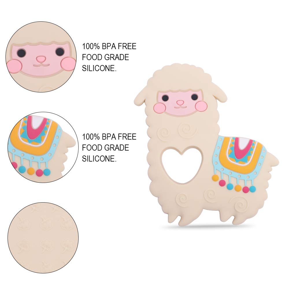 AmazingM pacifier clip yellow llama close-up keeps pacifier secure and clean