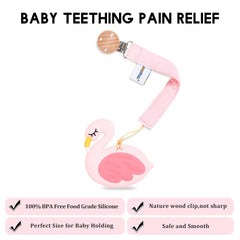 AmazingM freezer-safe silicone teether cools for comfort.